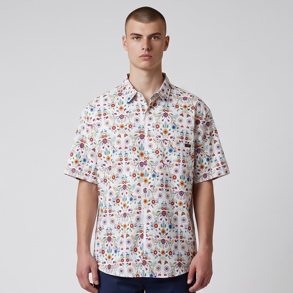 RSVLTS Other - RSVLTS Talavera Cotton Blend Shirt Mens 4XL Short Sleeve Folk Art Floral Tile